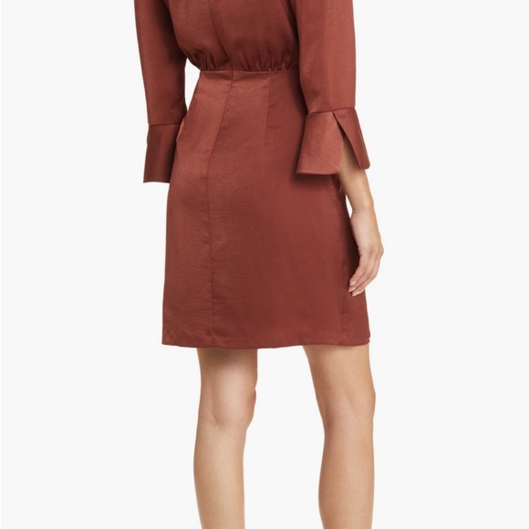 NWT Vince Camuto Satin Overlap Shirtdress - Copper - Size 12 - Picture 4 of 8